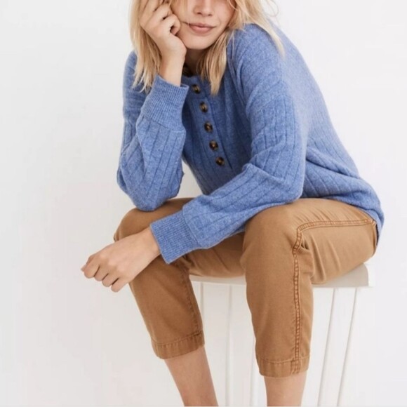 Madewell Bowden Henley Sweater Coziest Yarn Women's XS Preppy Wool Alpaca Blend - Picture 9 of 9